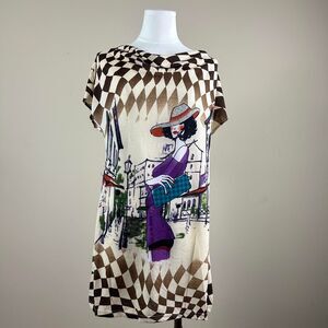 Paris Paris Deadstock NWT Euro Style Brown Check Parisian Dress